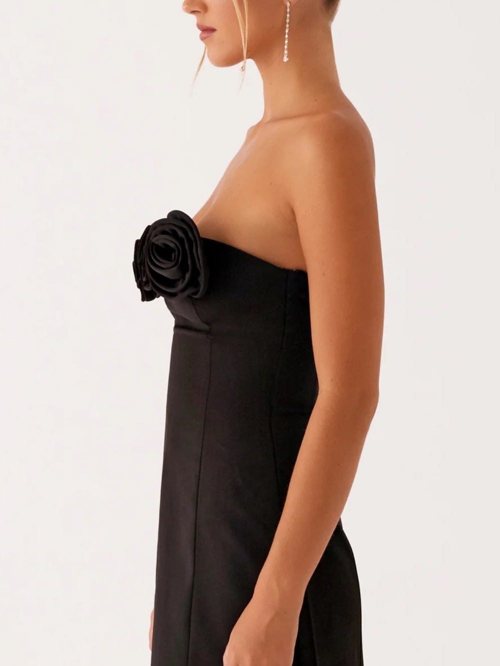 BRAND NEW Peppermayo Black Strapless Mini Dress with Rosette Trim - Patsie - Picture 4 of 7